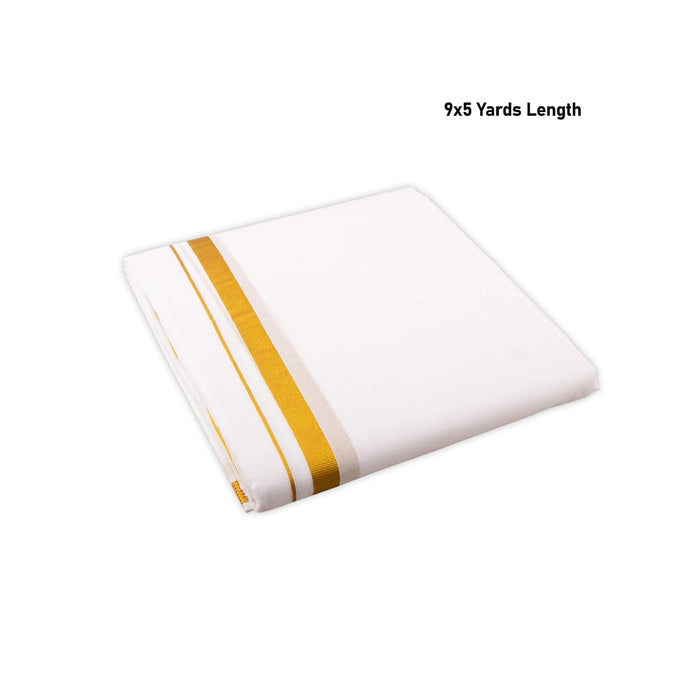 Veshti - 9 X 5 Yards | 30K Jari Border Dhoti/ White Vesti For Traditional Ceremonies