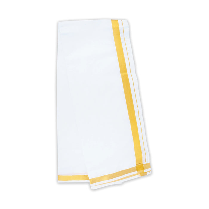 Veshti - 3.6 Mtrs | 50 k Jari Border Dhoti/ White Colour Vesti/ Traditional Mundu