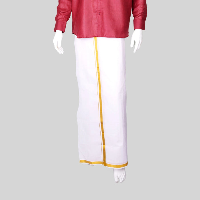 Veshti - 3.6 Mtrs | 50 k Jari Border Dhoti/ White Colour Vesti/ Traditional Mundu