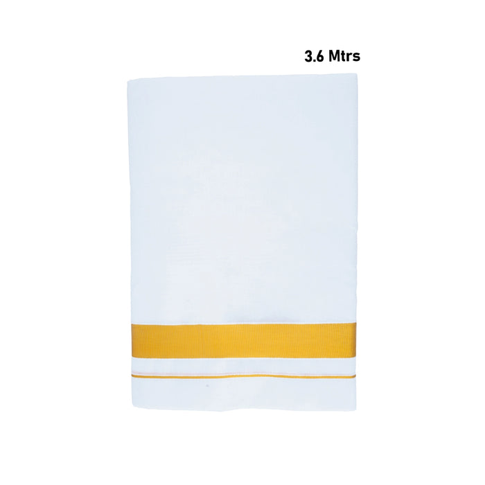Veshti - 3.6 Mtrs | 50 k Jari Border Dhoti/ White Colour Vesti/ Traditional Mundu