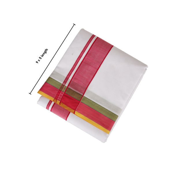Veshti - 9 x 5 Muzham | White Colour Vesti/ Seer Border Dhoti for Men