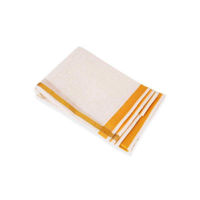 Towel - 1.8 Mtrs | Jari Border Design Angavastram/ Half White Colour Gamcha/ Kasavu Shawl/ Thundu for Men