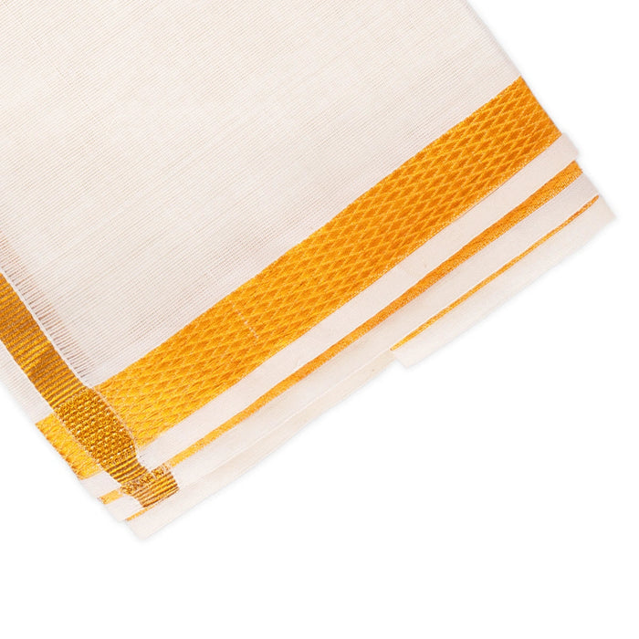 Towel - 1.8 Mtrs | Jari Border Design Angavastram/ Half White Colour Gamcha/ Kasavu Shawl/ Thundu for Men