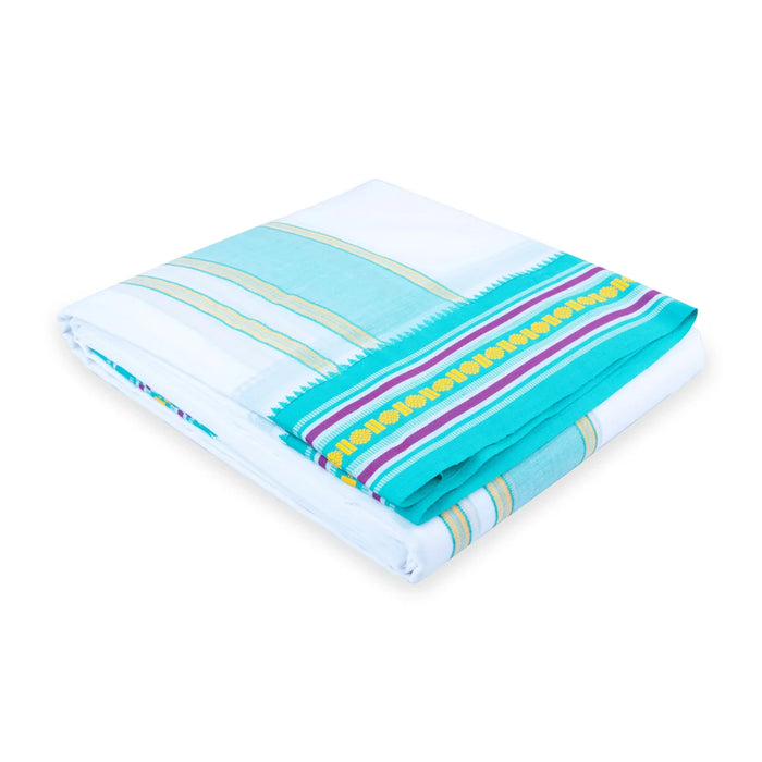 Veshti - 10 x 6 Yards | White Dhoti/ Nagpuri Border Vesti for Men