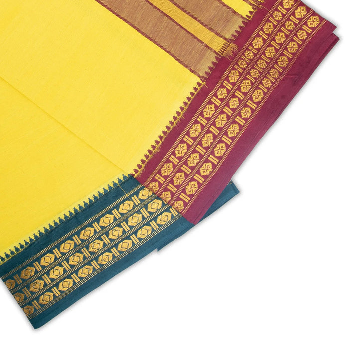 Veshti - 2 Mtrs | 3 Rudraksha Border Dhoti/ Lemon Yellow Colour Vesti for Men
