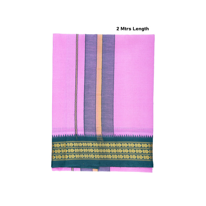 Veshti - 2 Mtrs | 3 Line Rudraksha Border Dhoti/ Pink Colour Vesti / Traditional Mundu