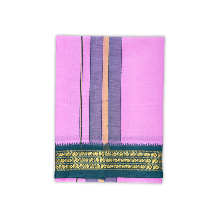 Veshti - 2 Mtrs | 3 Line Rudraksha Border Dhoti/ Pink Colour Vesti / Traditional Mundu