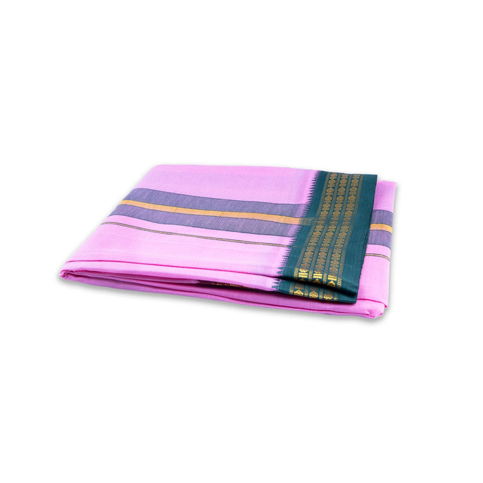 Veshti - 2 Mtrs | 3 Line Rudraksha Border Dhoti/ Pink Colour Vesti / Traditional Mundu