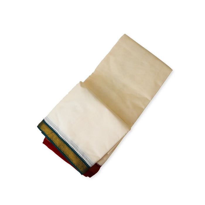 Veshti - 10 x 6 Yards | Half White Dhoti/ 5 Kan Mayilkan Border Veshti for Men