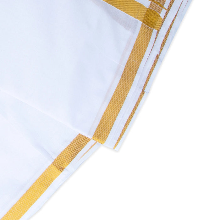 Veshti - 3.60 Mtrs | Jari Border Dhoti/ White Colour Vesti For Wedding
