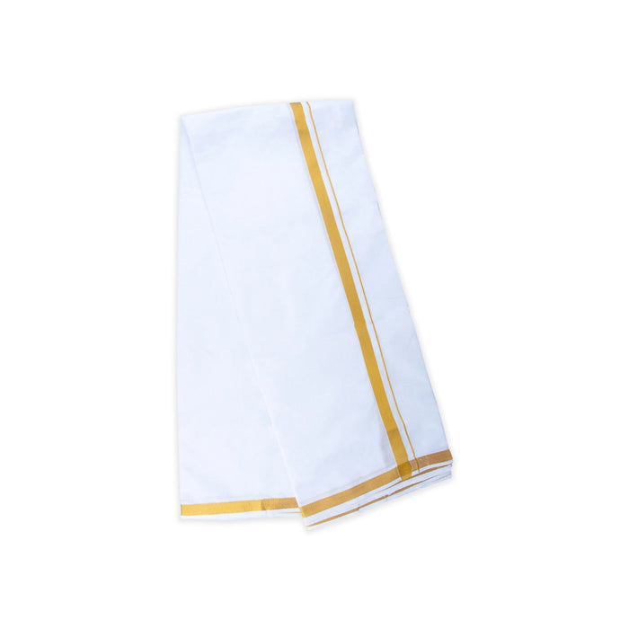Veshti - 3.60 Mtrs | Jari Border Dhoti/ White Colour Vesti For Wedding