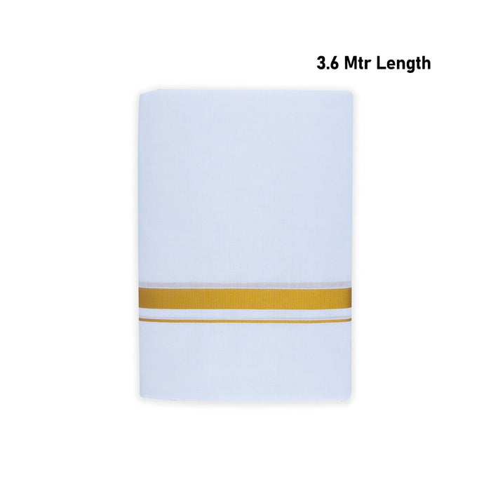 Veshti - 3.60 Mtrs | Jari Border Dhoti/ White Colour Vesti For Wedding