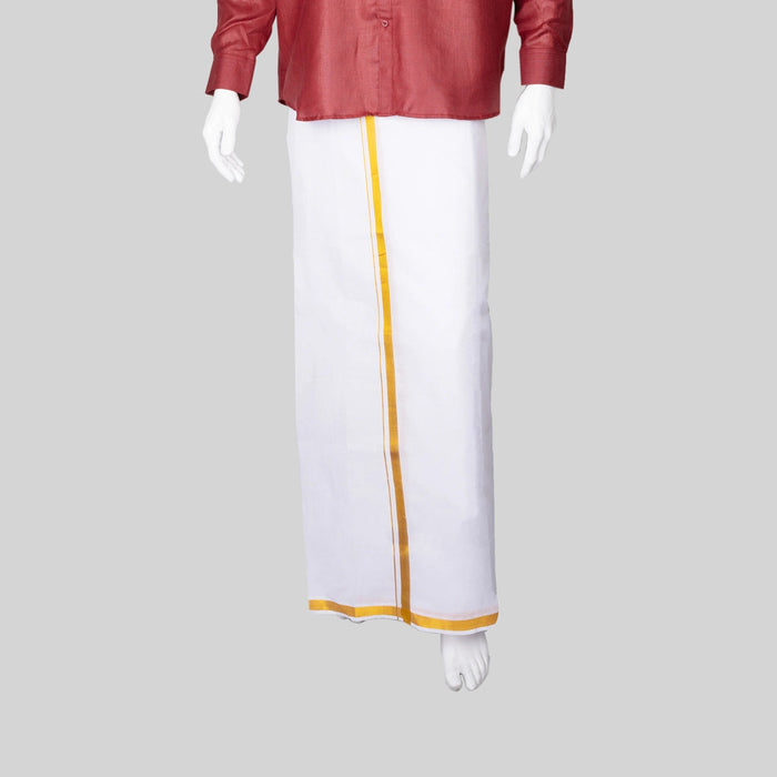 Veshti - 3.60 Mtrs | Jari Border Dhoti/ White Colour Vesti For Wedding