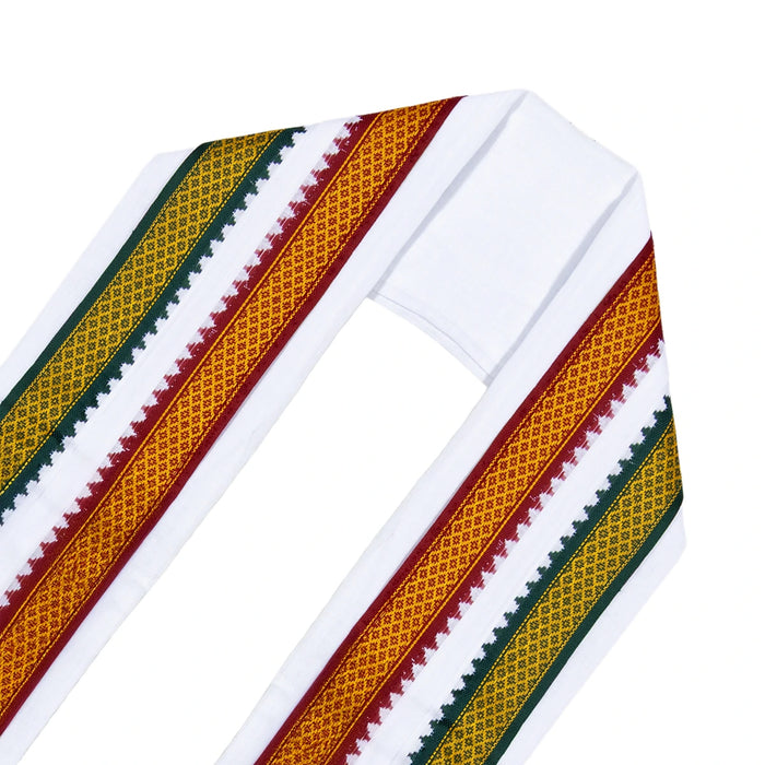 Angavastra - 1.80 Mtrs | White Angavastra/ Thalapathi Mayilkan Border Towel for Men