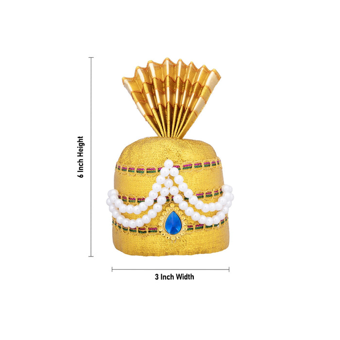 Turban - 6 X 3 Inches | Beads Design Kireedam/ Kiridam/ Mukut/ Crown For Deity Decoration