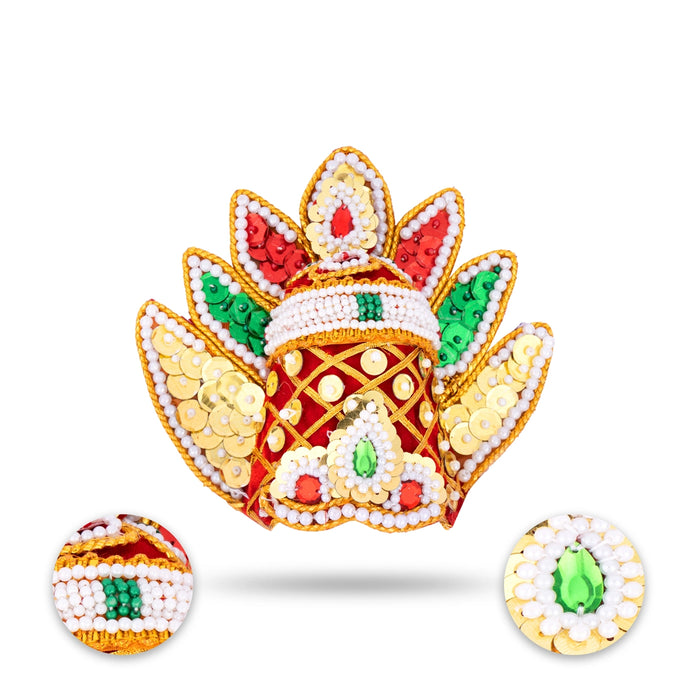 Half Crown - 3.5 x 7 Inches | Multicolour Beads Kireedam/ Ardha Kiridam/ Sudar Design Mukut