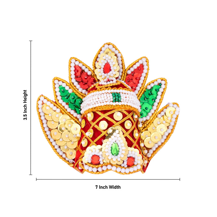 Half Crown - 3.5 x 7 Inches | Multicolour Beads Kireedam/ Ardha Kiridam/ Sudar Design Mukut