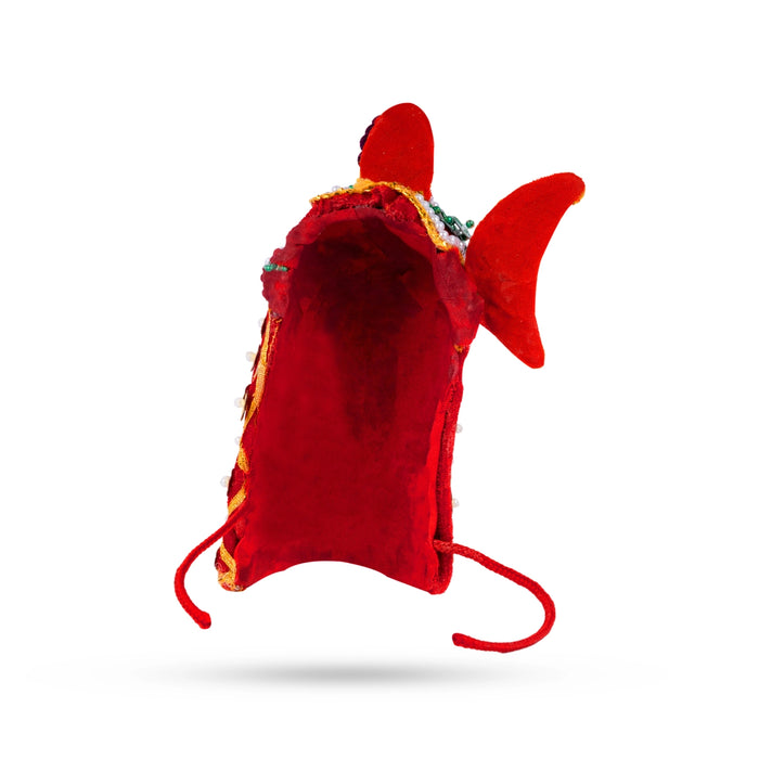 Moti Crown - 4.5 x 2.75 Inches | Velvet Mukut/ Decorative Kireedam/ Kiridam for Deity