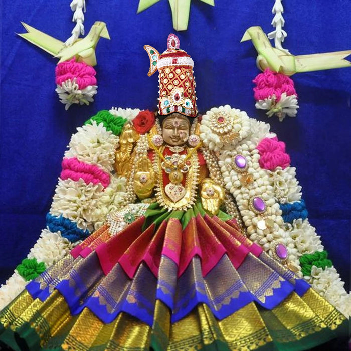 Moti Crown - 4.5 x 2.75 Inches | Velvet Mukut/ Decorative Kireedam/ Kiridam for Deity