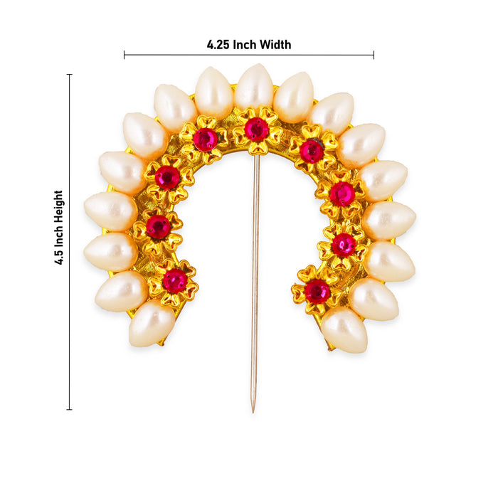 Hair Arch - 4.5 X 4.25 Inches | Hair Accessory/ Artificial Jewellery/ Moti Bead Arch For Deity Decoration