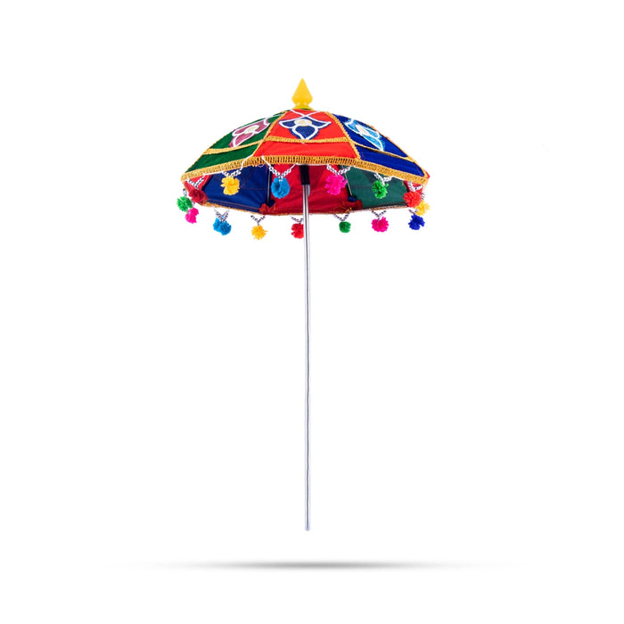 Temple Umbrella - 14 Inches | Velvet Utsava Umbrella/ Decorative Umbrella for Festival
