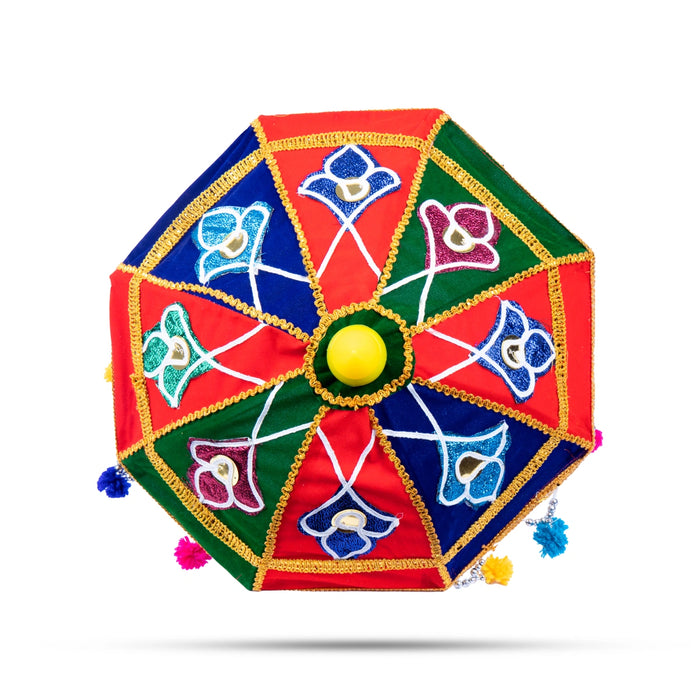 Temple Umbrella - 14 Inches | Velvet Utsava Umbrella/ Decorative Umbrella for Festival