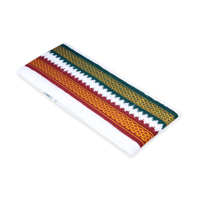 Angavastram - 4 Muzham | Mayilkan Border Thundu/ Cotton Angavastra/ White Towel for Men