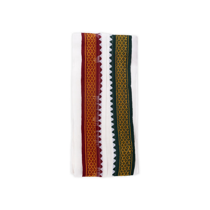 Angavastram - 3 Mtrs | Half White Thundu/ Mayilkan Border Towel/ Kasavu Shawl/ Gamcha