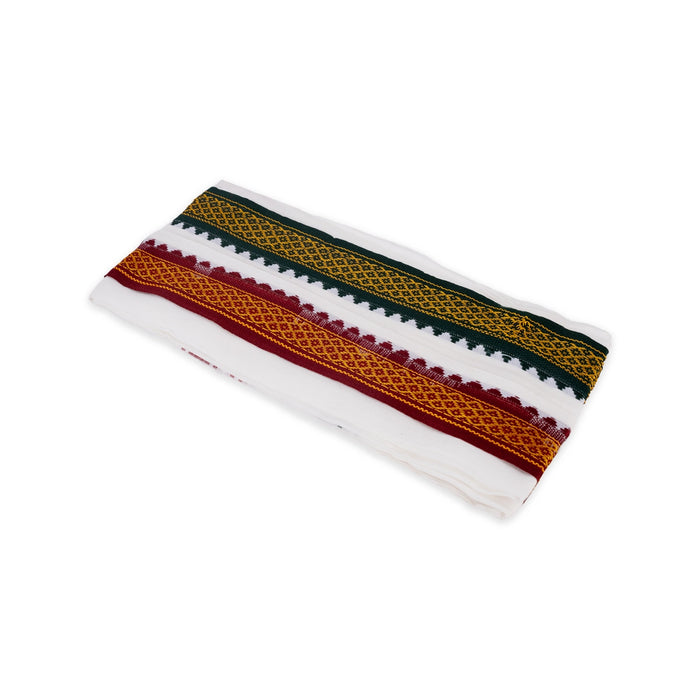Angavastram - 3 Mtrs | Half White Thundu/ Mayilkan Border Towel/ Kasavu Shawl/ Gamcha