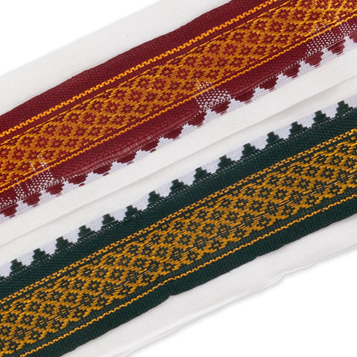 Angavastram - 3 Mtrs | Half White Thundu/ Mayilkan Border Towel/ Kasavu Shawl/ Gamcha
