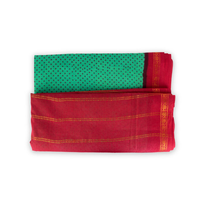 Sungudi Cotton Saree - 9 1/2 Yards | Traditional Saree/ Pudavai/ Handloom Saree For Traditional Ceremonies