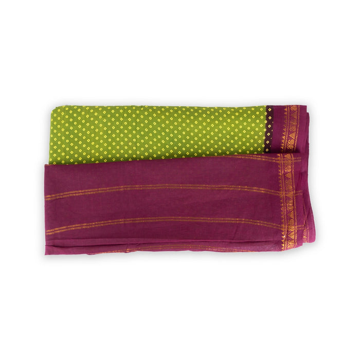 Sungudi Cotton Saree - 9 1/2 Yards | Traditional Saree/ Pudavai/ Handloom Saree For Traditional Ceremonies