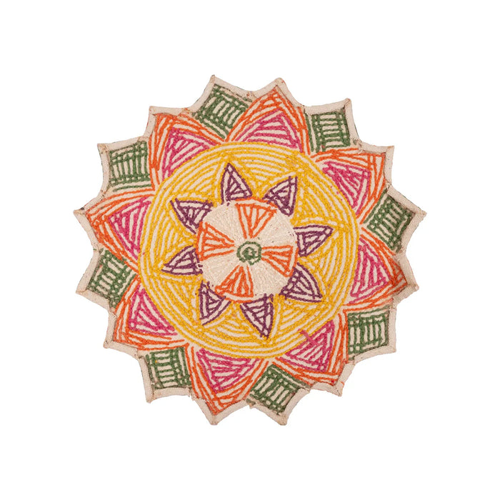 Rangoli Mat - 15 x 15 Inches | Flower Design Muggu Mat/ Rangoli Floor Mat for Home
