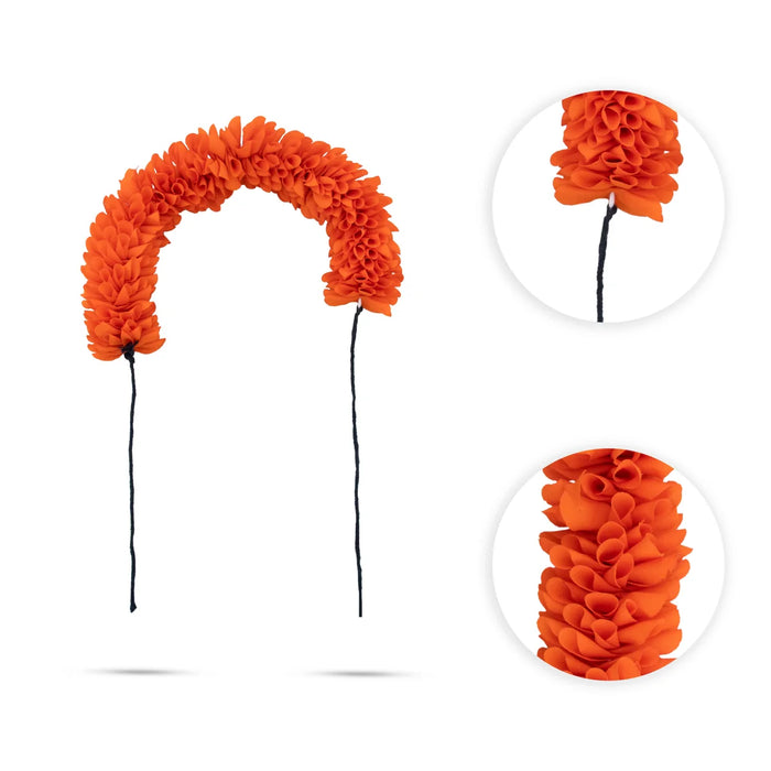 Artificial Flower - 11 Inches | Cloth Flower/ Gajra Flower/ Orange Colour Artificial Flower for Deity Decor