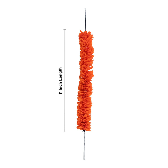 Artificial Flower - 11 Inches | Cloth Flower/ Gajra Flower/ Orange Colour Artificial Flower for Deity Decor