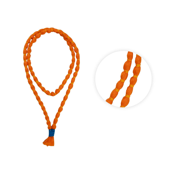 Pavitra Mala - 22 Inches | Orange Colour Thread Garland for Deity Decor