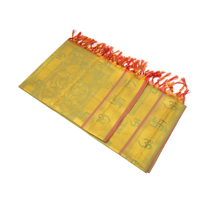Shawls - 2 Mtrs | Silk Cloth Ponnada Shawl / Ganesha Design Ponnada Cloth For Pooja Decor
