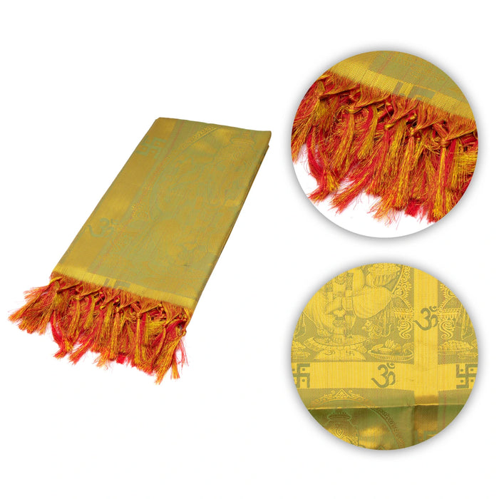 Shawls - 2 Mtrs | Silk Cloth Ponnada Shawl / Ganesha Design Ponnada Cloth For Pooja Decor
