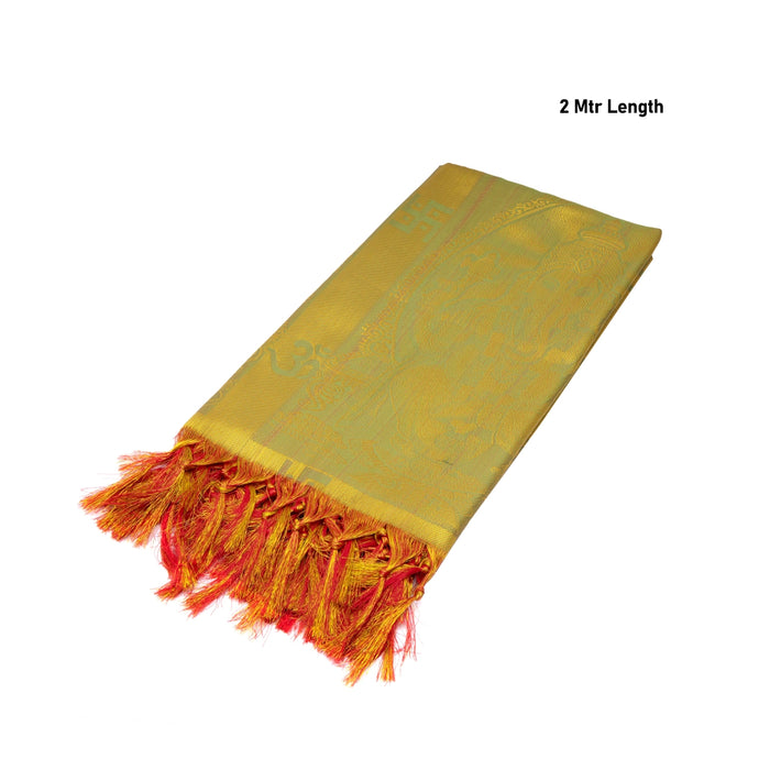 Shawls - 2 Mtrs | Silk Cloth Ponnada Shawl / Ganesha Design Ponnada Cloth For Pooja Decor
