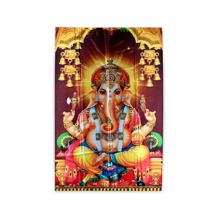 Digital Screen - 4 x 6 Feet | Ganesh Printed Curtain for Pooja Room