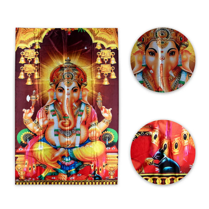 Digital Screen - 4 x 6 Feet | Ganesh Printed Curtain for Pooja Room