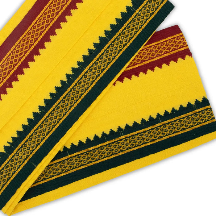 Angavastra - 35 x 70 Inches | Cotton Towel/ Kasavu Shawl/ Yellow Colour Uthriyam for Men