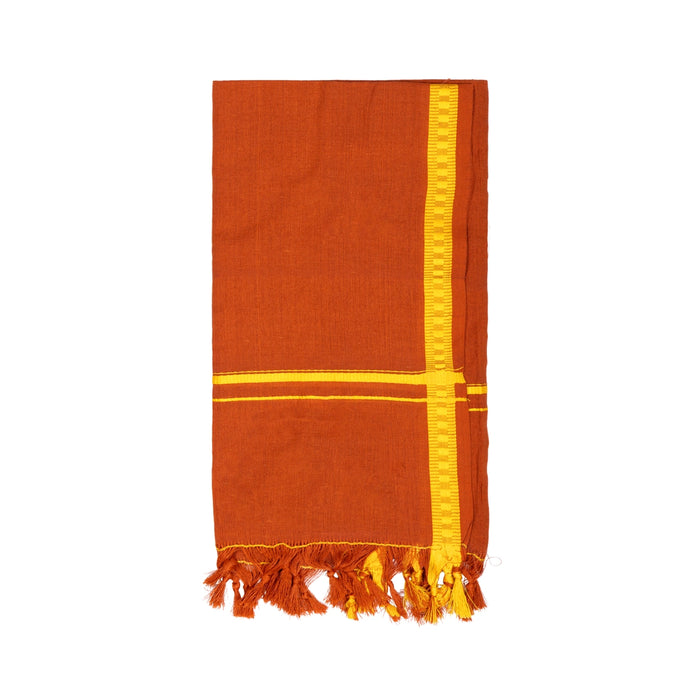 Towel - 1.5 Mtrs | Dark Kavi Thundu/ Pentex Mudi Angavastra/ Gamcha/ Kasavu Shawl