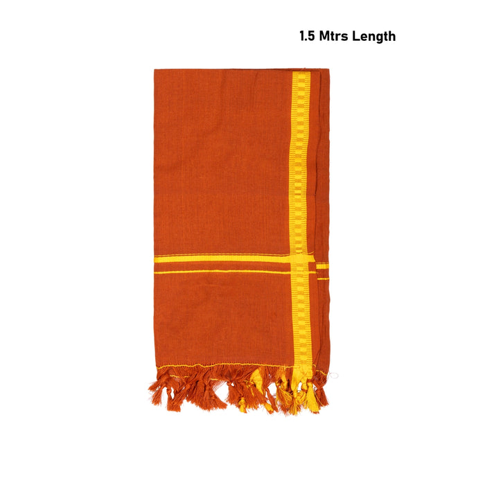 Towel - 1.5 Mtrs | Dark Kavi Thundu/ Pentex Mudi Angavastra/ Gamcha/ Kasavu Shawl