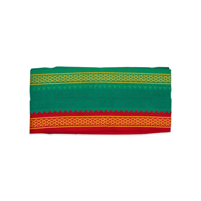 Angavastram - 22 x 54 Inches | Mla Border Thundu/ Gamcha/ Towel/ Green Colour Kasavu Shawl