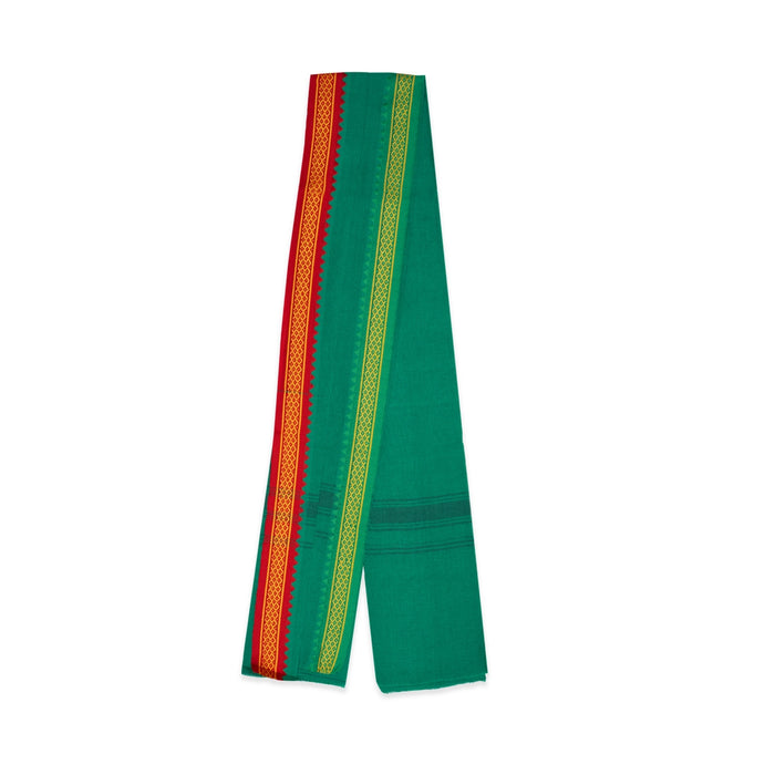 Angavastram - 22 x 54 Inches | Mla Border Thundu/ Gamcha/ Towel/ Green Colour Kasavu Shawl