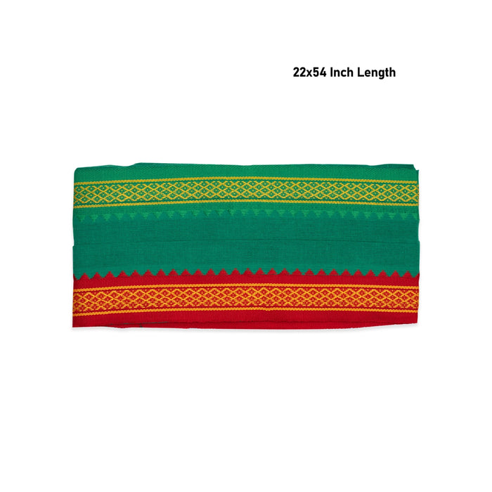 Angavastram - 22 x 54 Inches | Mla Border Thundu/ Gamcha/ Towel/ Green Colour Kasavu Shawl