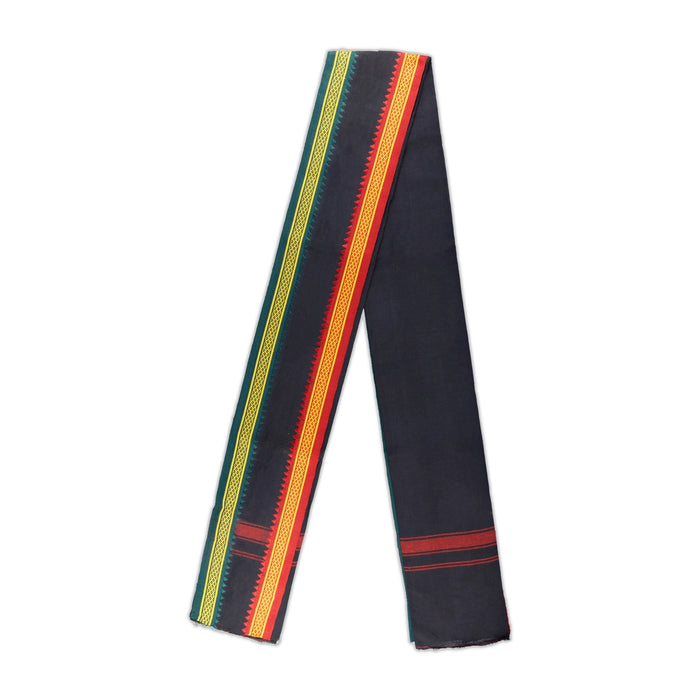 Angavasthiram - 35 x 70 Inches | Thalapathi Border Kasavu Shawl/ Thundu/ Black Colour Angavastram