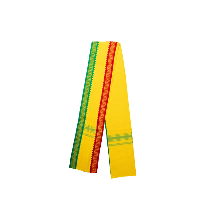 Angavastra - 1.5 Mtrs | Mayilkan Border Towel/ Yellow Colour Gamcha/ Kasavu Shawl/ Thundu