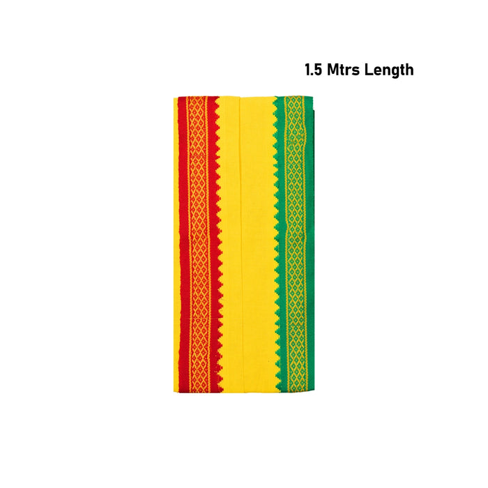 Angavastra - 1.5 Mtrs | Mayilkan Border Towel/ Yellow Colour Gamcha/ Kasavu Shawl/ Thundu